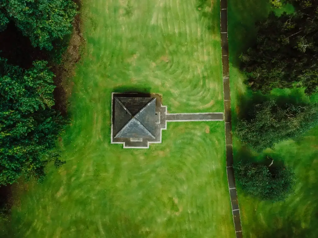 Canggu bali aerial top down view of botanic garden bali botan