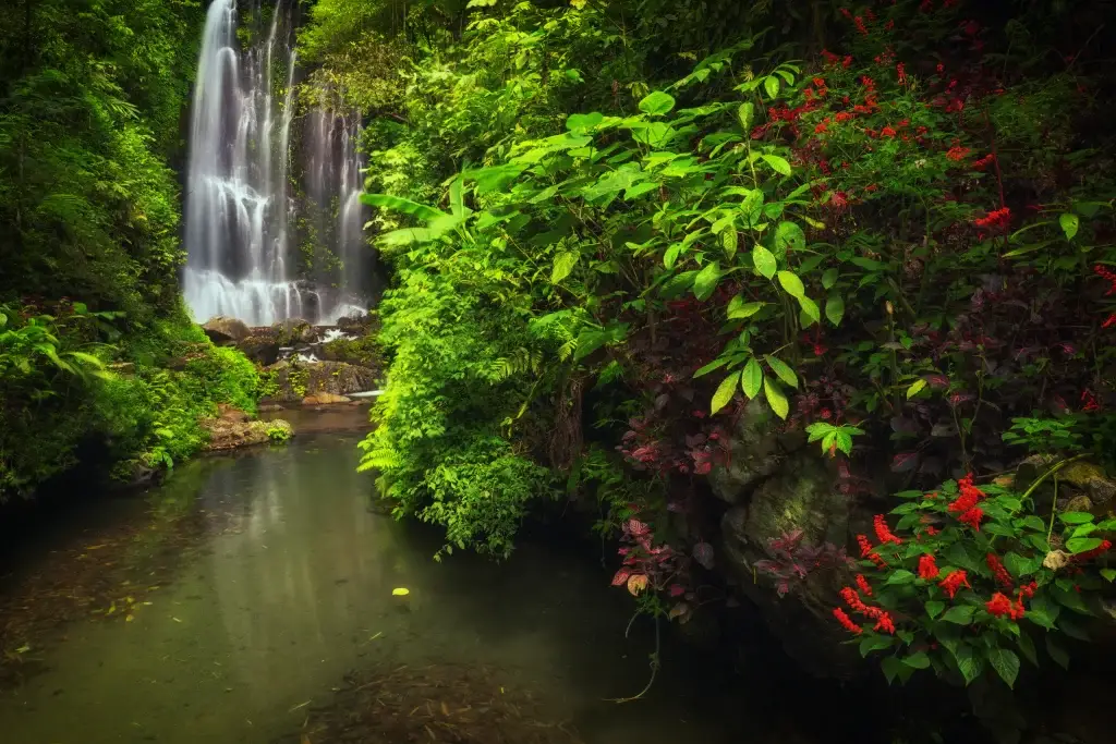 Munduk bali view of labuhan kebo waterfall located in munduk