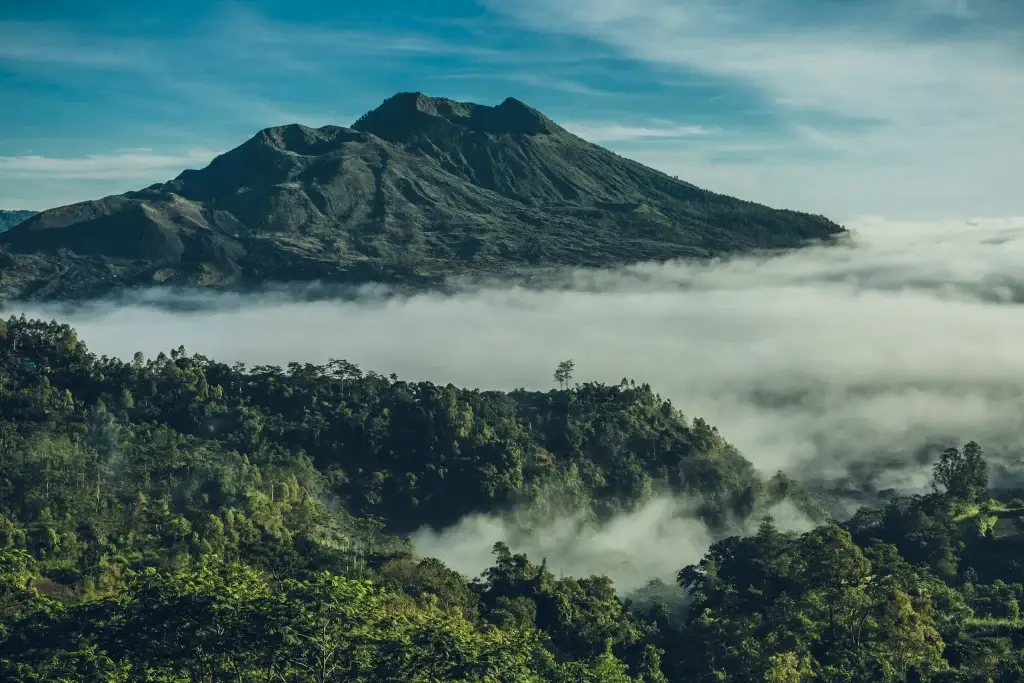 North bali batur volcano and agung mountain from kintamani