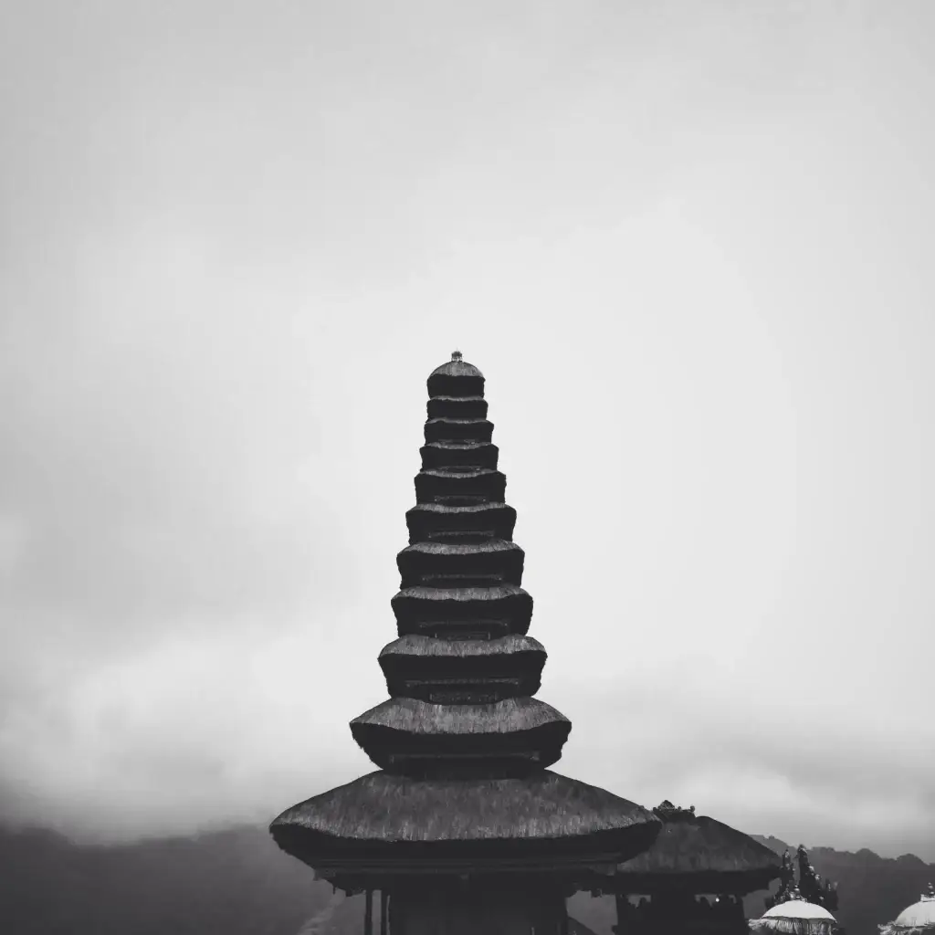 Seminyak bali black and white shot of indonesia church